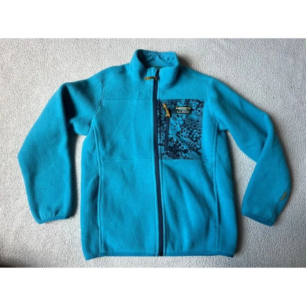 LL Bean Kids Blue Fleece Full Zip Up Jacket Medium 10-12